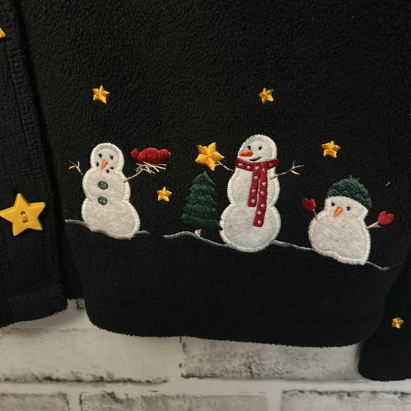 C & B Sport Women Snowman and Stars Button up Christmas Long Sleeve Jacket Small - Picture 4 of 10
